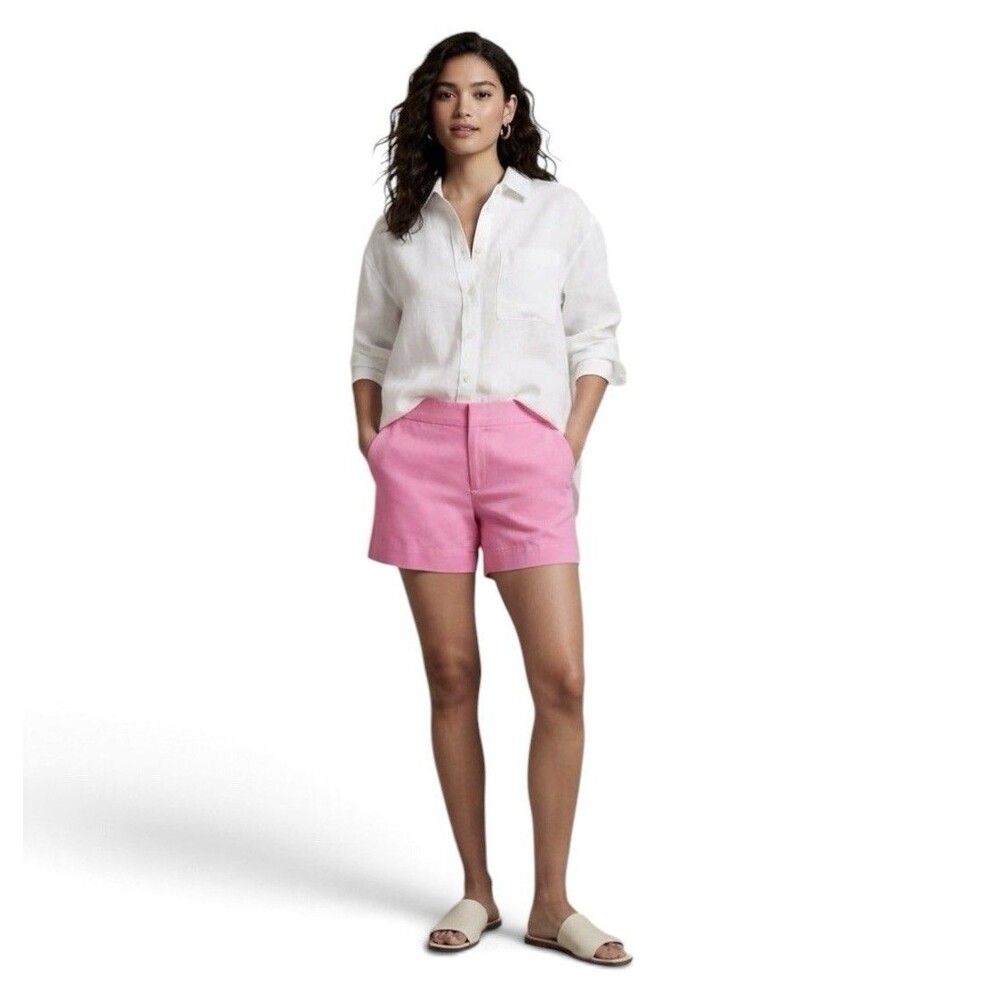 NWT Banana Republic Pink Clean Linen 4.5” Mid Rise Shorts Women’s Size 14 NEW